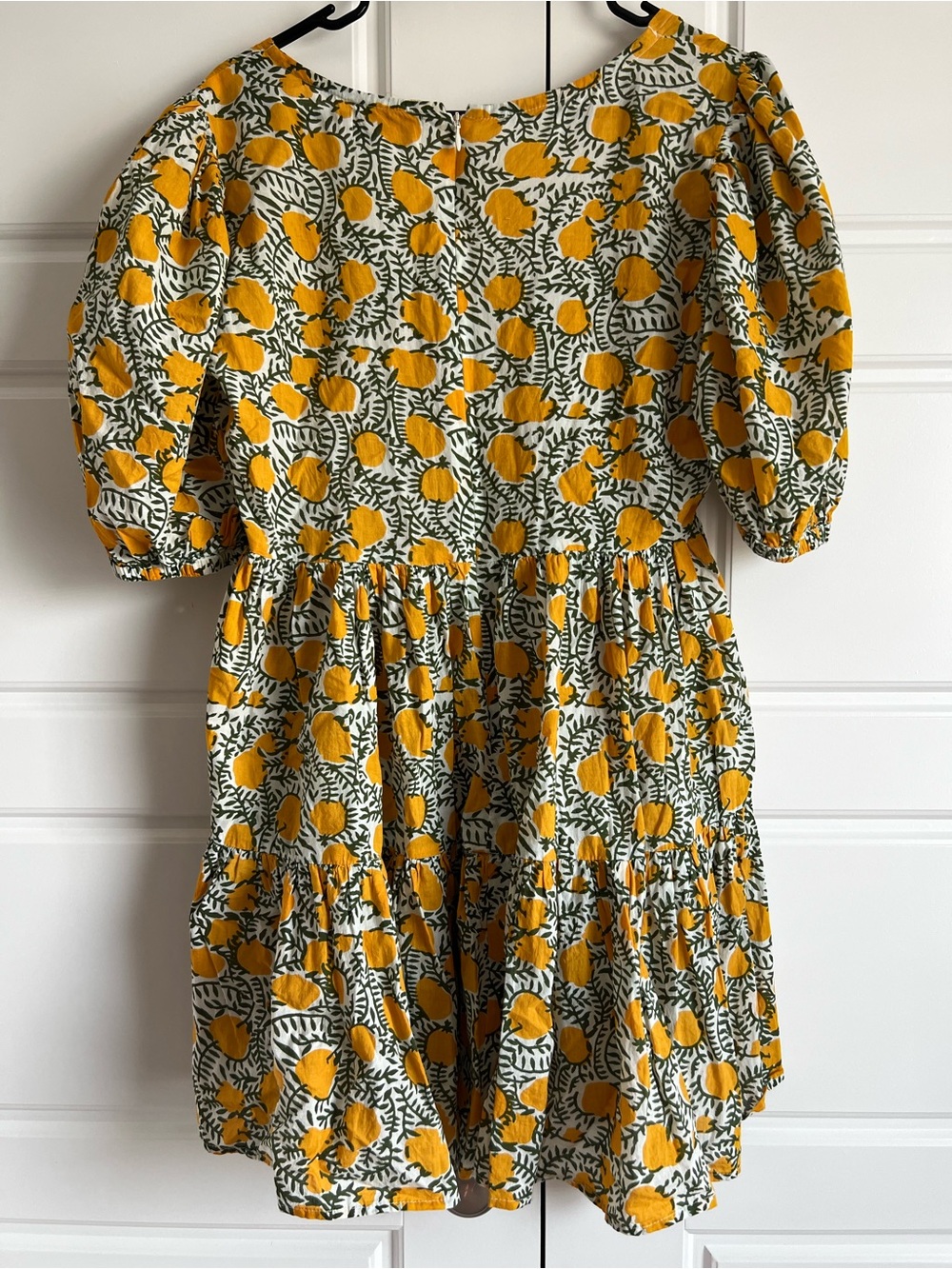 MILLE Puff Sleeve Babydoll Mini Dress Lemon Print 100% Cotton Size M - Picture 2 of 9